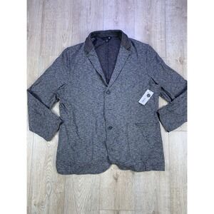 New JF Slim Fit Casual Blazer Chore Jacket Linen Stretch Gray Long Sleeve Men 2X